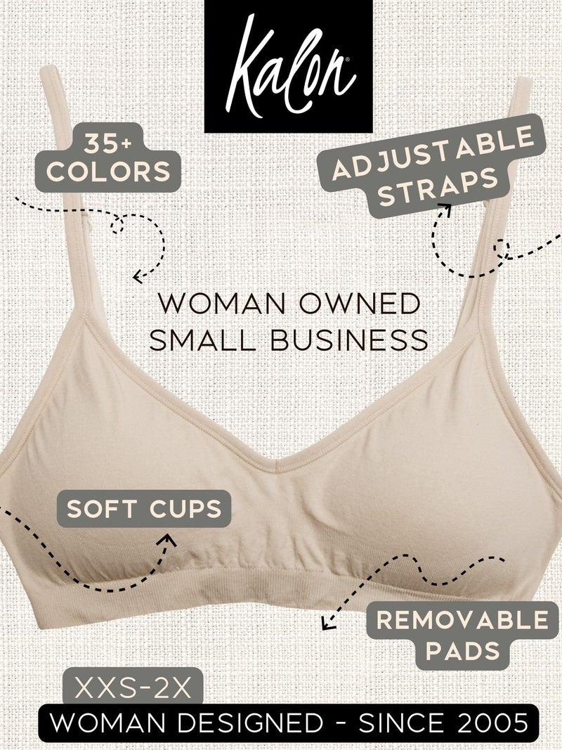 Kalon Womenâ€™s 4 Pack Demi Padded Bralette Wireless Comfortable Bra (M/L, 4PK Med Beige) - Image 4